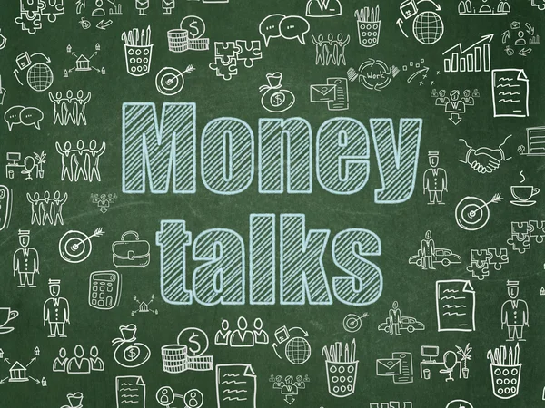 Business concept: Money Talks on School board background — Stock fotografie