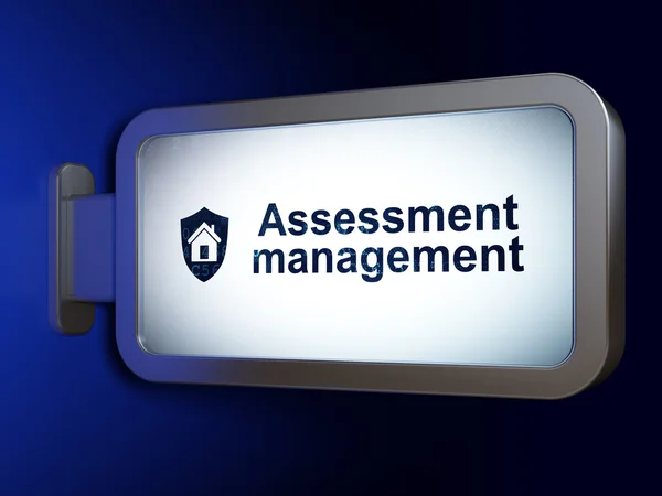 Business concept: Assessment Management and Shield on billboard background — Stock Photo, Image