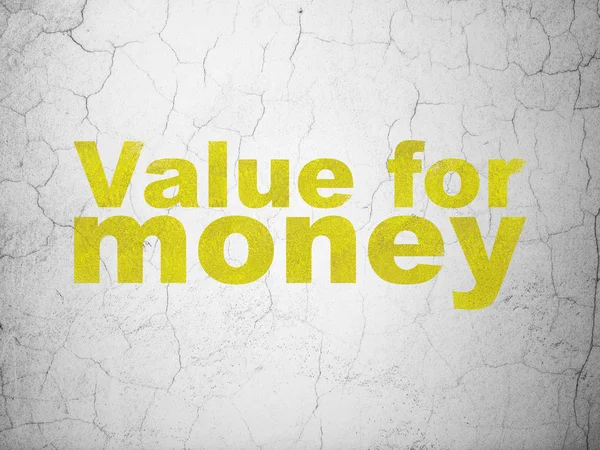Conceito de moeda: Valor para o dinheiro no fundo da parede — Fotografia de Stock
