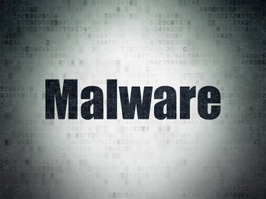 Gizlilik kavramı: dijital veri kağıt arka plan üzerinde Malware
