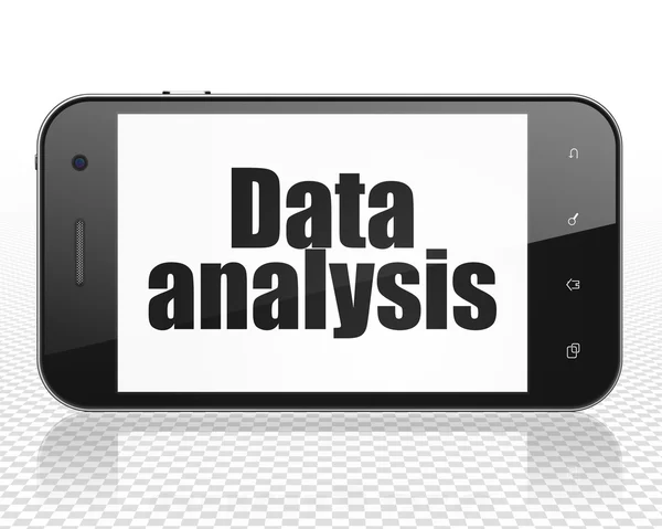 Concetto di dati: Smartphone con analisi dei dati sul display — Foto Stock