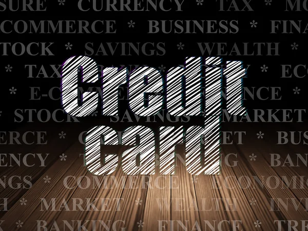 Peníze koncept: kreditní karta v temné místnosti grunge — Stock fotografie