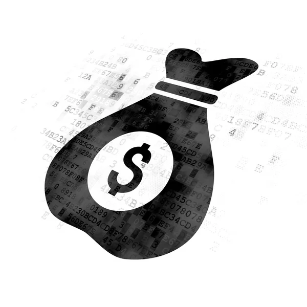 Financiën concept: geld tas op de digitale achtergrond — Stockfoto