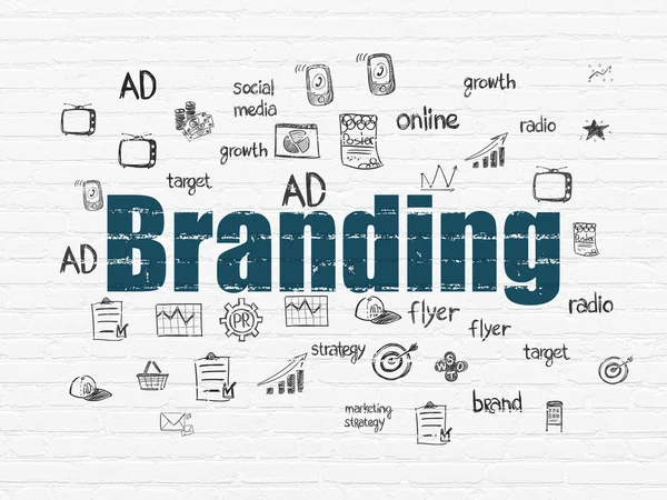 Concetto di marketing: Branding su sfondo muro — Foto Stock