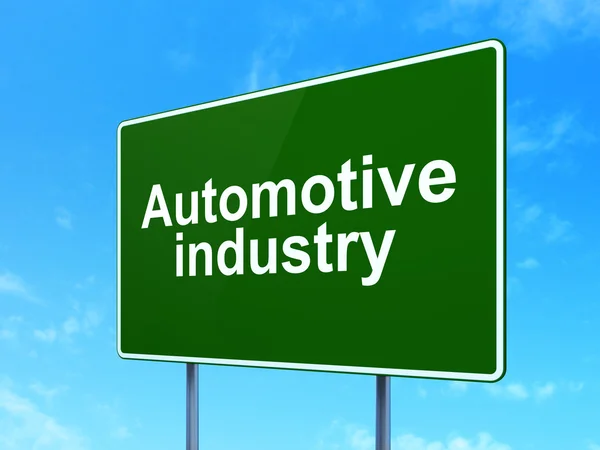 Branchenkonzept: Automobilindustrie vor Hinweisschildern — Stockfoto