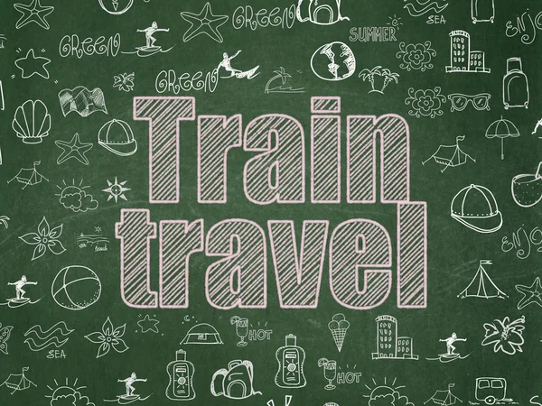 Vacation concept: Train Travel on School board background — Stock Fotó