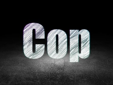 Hukuk kavramı: polis grunge karanlık odada