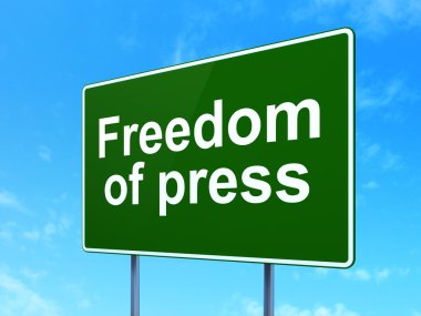 Siyaset kavramı: Basın Özgürlüğü yol işareti arka plan