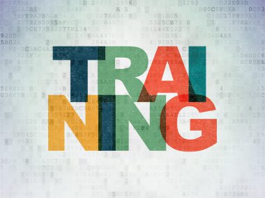 Eğitim kavramı: dijital veri kağıt arka plan üzerinde eğitim