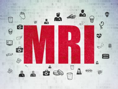 Sağlık kavramı: MRG dijital veri kağıt arka plan üzerinde