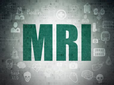 Sağlık konsepti: Dijital Veri Kağıdı arkaplanındaki MRI