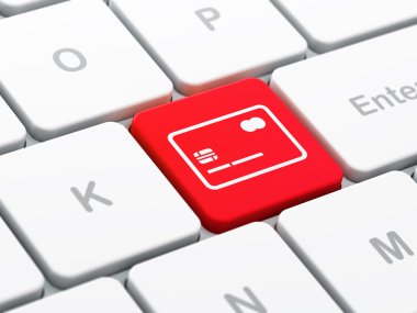 İş kavramı: kredi kartı bilgisayar klavye arka plan üzerinde