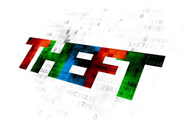 Güvenlik kavramı: hırsızlık dijital arka plan üzerinde