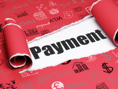 Bankacılık kavramı: yırtık kağıt parçası altında siyah metin Ödeme