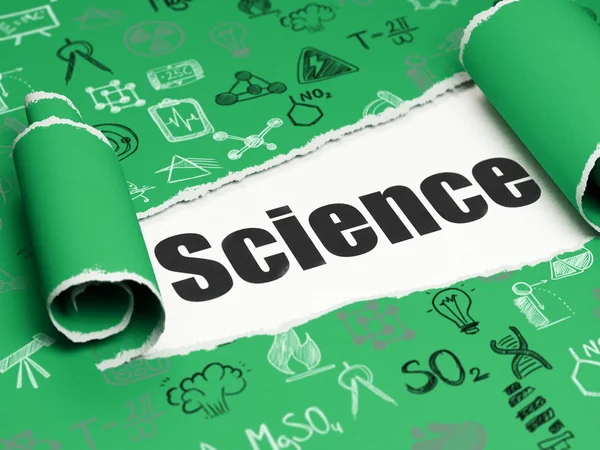 Conceito de ciência: texto negro Ciência sob o pedaço de papel rasgado — Fotografia de Stock