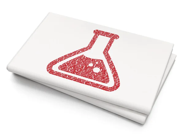Science concept: Flask on Blank Newspaper background — Stock Photo, Image