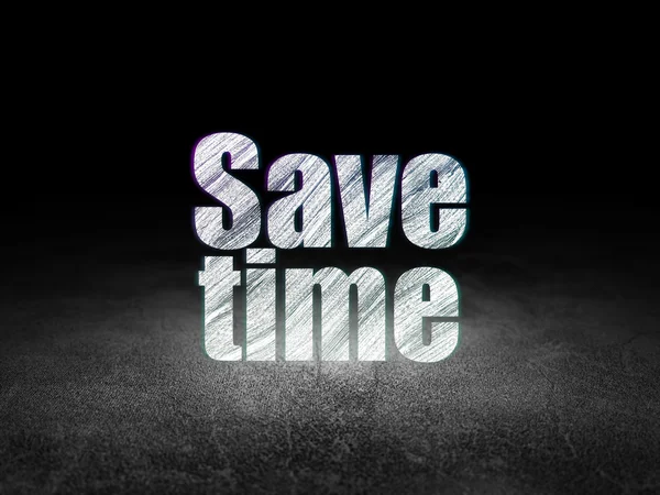 Timeline concept: Save Time in grunge dark room — Stock Photo, Image