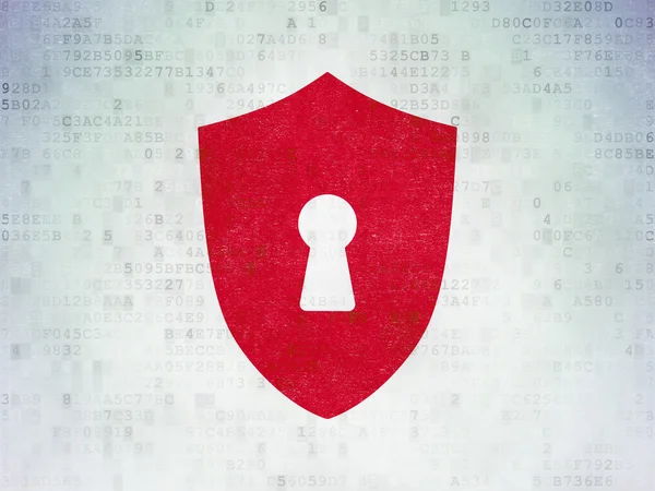Sicherheitskonzept: Schild mit Schlüsselloch auf digitalem Datenpapier-Hintergrund — Stockfoto