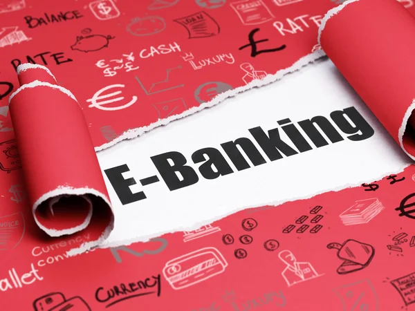 Concepto bancario: texto negro E-Banking under the piece of torn paper —  Fotos de Stock