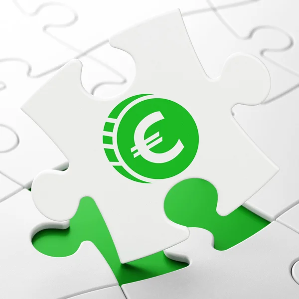 Bank koncept: euro Coin på Puzzle bakgrund — Stockfoto