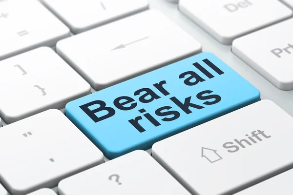 保険の概念: クマのコンピューター上のすべてのリスクが背景をキーボード — ストック写真