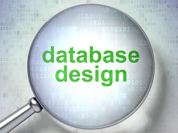 Programming concept: Database Design with optical glass — Stock Photo, Image