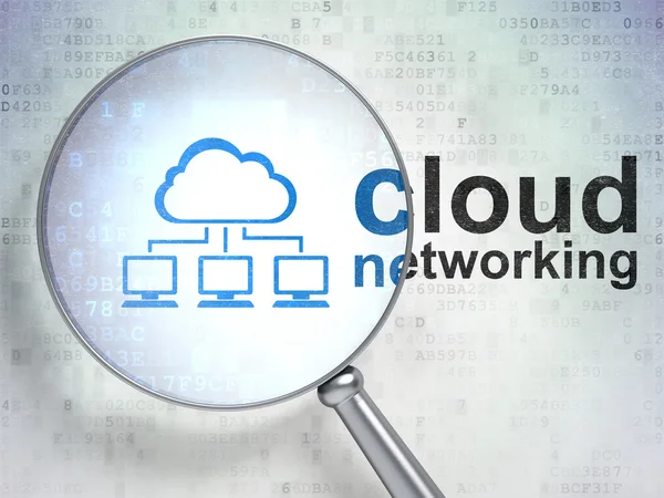 Cloud technology concept: Cloud Network and Cloud Networking with optical glass — Stock Photo, Image