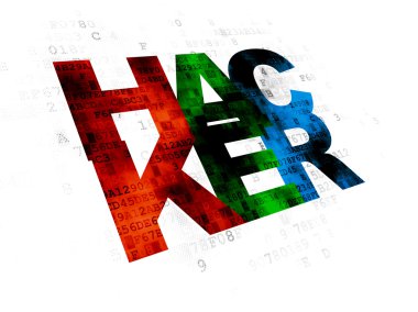 Güvenlik kavramı: Hacker dijital arka plan üzerinde