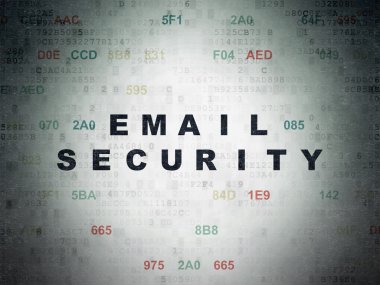 Emniyet konsepti: dijital veri kağıt arka plan üzerinde güvenlik e-posta