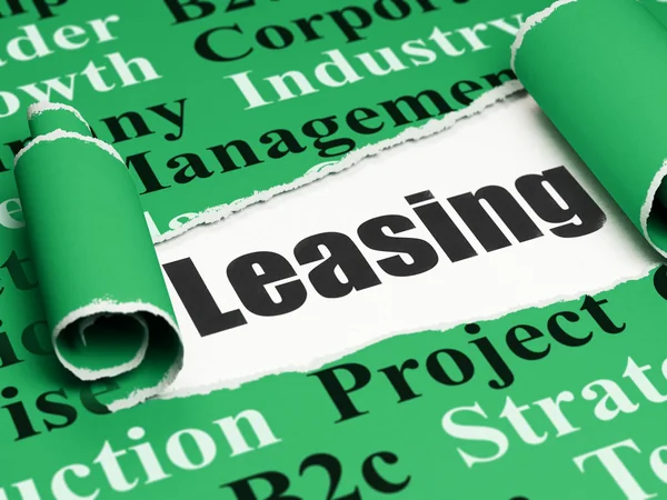 Business concept: black text Leasing under the piece of  torn paper — Stock Photo, Image