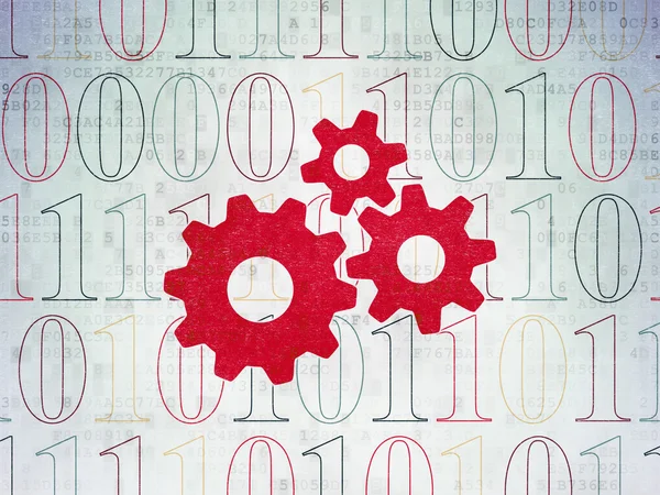 Data concept: Gears on Digital Data Paper background — Stock Photo, Image