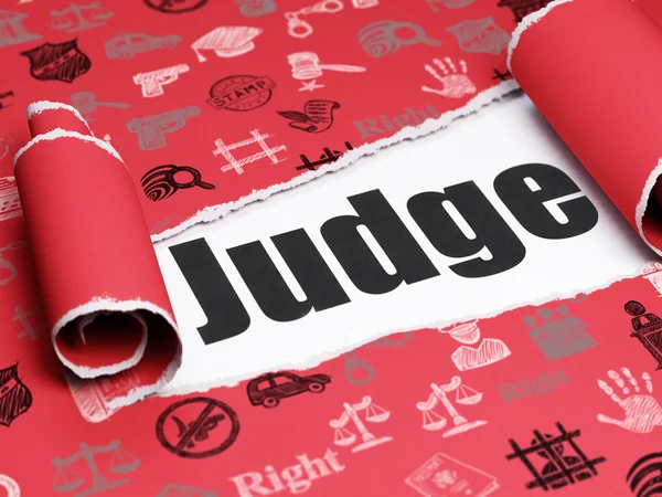 Law concept: black text Judge under the piece of  torn paper — Stock Photo, Image