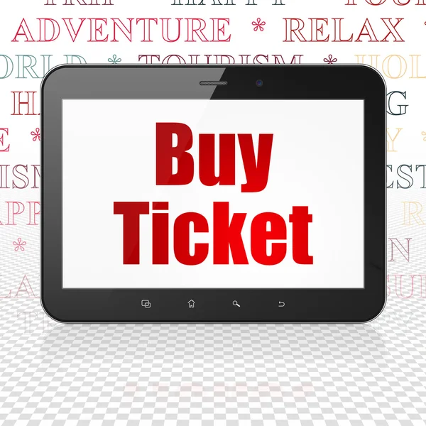 Concepto de turismo: Tablet Computer con Buy Ticket en pantalla —  Fotos de Stock