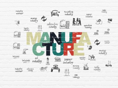 Manufacuring kavramı: üretimi duvar arka plan üzerinde