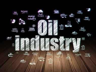 Manufacuring concept: Oil Industry in grunge dark room