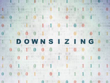 İş kavramı: dijital veri kağıt arka plan üzerinde küçülme