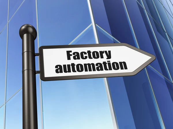 Concepto de industria: signo Automatización de fábrica en segundo plano —  Fotos de Stock