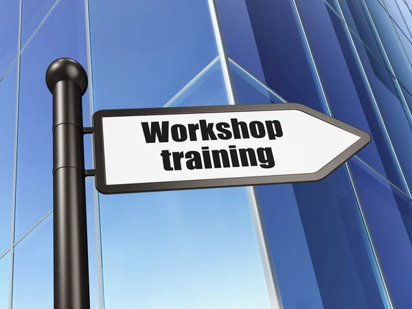 Learning concept: sign Workshop Training on Building background — Stock Photo, Image