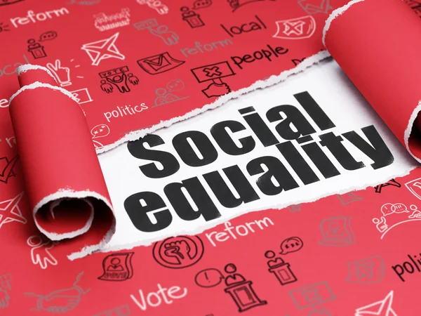 Politiek concept: zwarte tekst bestaan, sociale gelijkheid onder het stuk gescheurd papier — Stockfoto