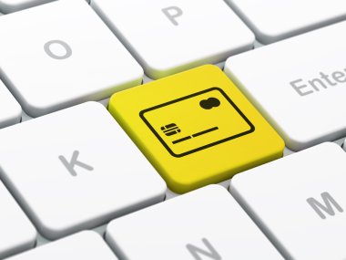 Ekonomi kavramı: kredi kartı bilgisayar klavye arka plan üzerinde