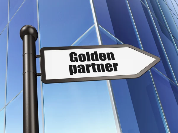 Concepto de negocio: firma Golden Partner en Building background — Foto de Stock