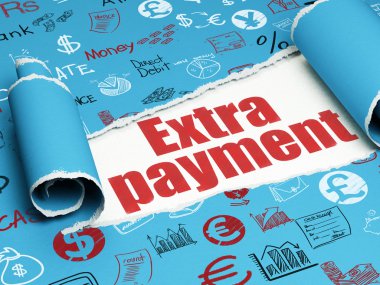 Para kavramı: yırtık kağıt parçası altında kırmızı metin Ekstra Ödeme