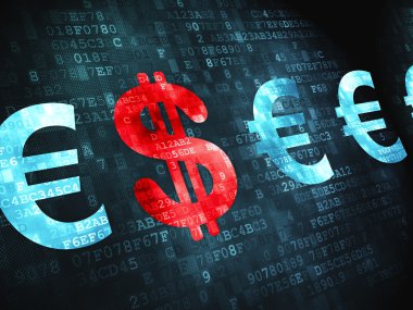 Money concept: Dollar And Euro on digital background