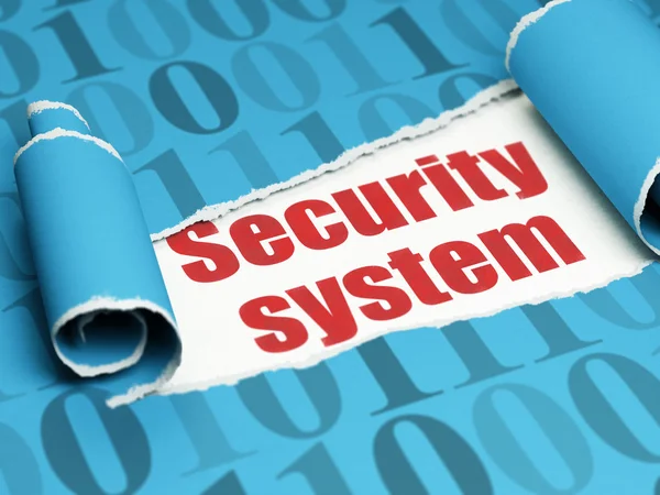 Security concept: red text Security System under the piece of  torn paper — Stock Photo, Image