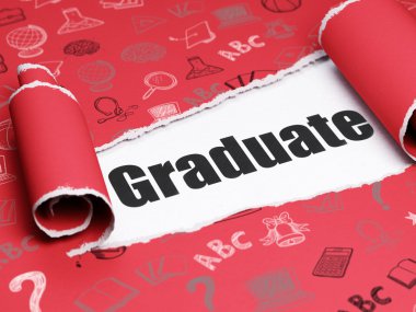 Öğrenme kavramı: siyah metin yırtık kağıt parçası altında Graduate