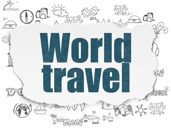 Conceito de férias: World Travel on Torn Paper background — Fotografia de Stock