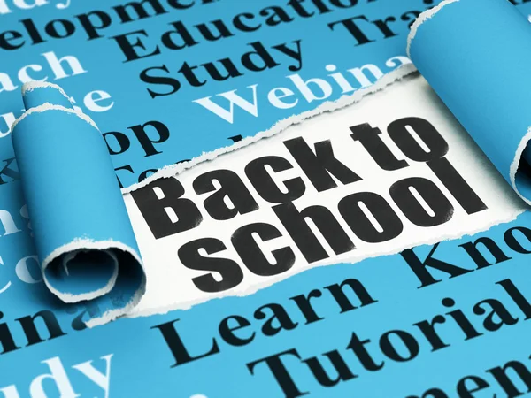 Learning concept: black text Back to School under the piece of  torn paper — Stock Photo, Image