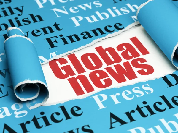 Концепция новостей: красный текст Global News under the piece of torn paper — стоковое фото