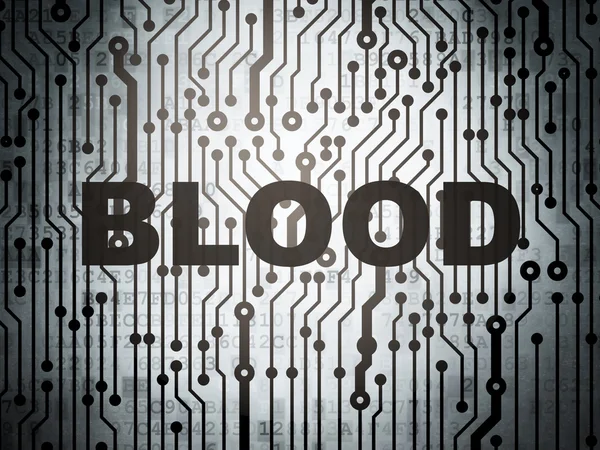 Conceito de cuidados de saúde: placa de circuito com sangue — Fotografia de Stock