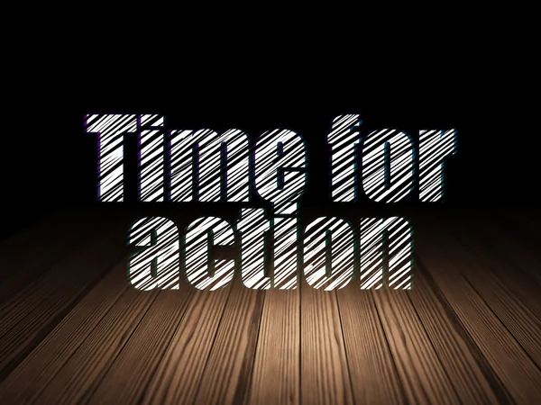 Time concept: Time for Action in grunge dark room — Stock Photo, Image